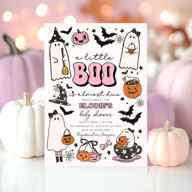 En liten Boo Rosa Halloween Baby Shower-inbjudan Inbjudningar (Skapare uppladdad)