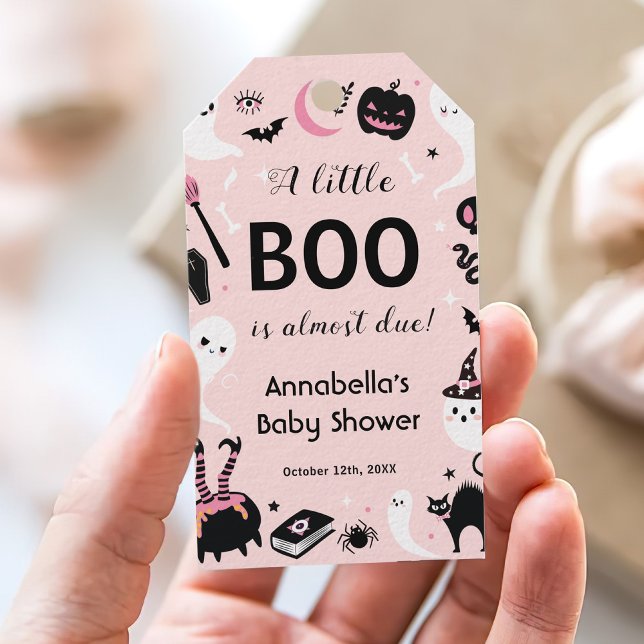 En liten Boo Rosa Halloween Baby Shower  Presentetikett (Skapare uppladdad)