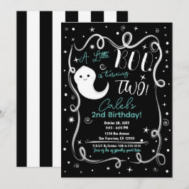 En liten Boo som blir 2 TVÅ söta Halloween-ghoster Inbjudningar