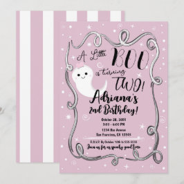En liten Boo som fyller 2 TVÅ Rosa Halloween-spöke Inbjudningar
