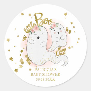 En liten boo söt Halloween-flicka Baby Shower Klas Runt Klistermärke