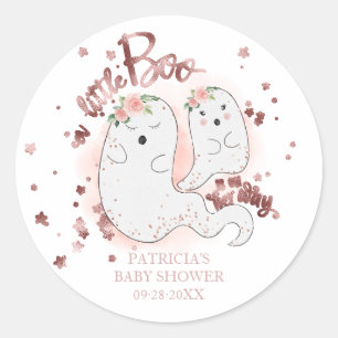 En liten boo söt Halloween-flicka baby shower klas Runt Klistermärke