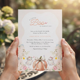 En liten Boo söt rosa oktober baby shower Inbjudningar