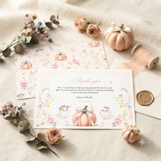 En liten Boo söt rosa oktober baby shower Tack Kort