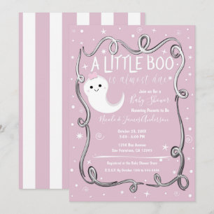 En liten Boo-spöke Rosa Halloween-babyfirande Inbjudningar