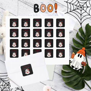 En liten Booh Halloween Baby Shower Fyrkantigt Klistermärke