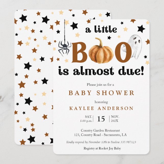 En liten boon Halloween-babyduschinbjudan Inbjudningar (Fram/baksida)