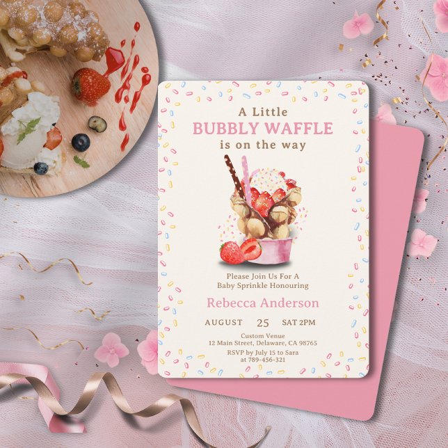 En liten bubbelvåg är på väg att bli babyskare inbjudningar (A Little Bubbly Waffle is on the way Baby Shower Invitation)