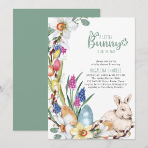 En liten Bunny Daffodils och Tulips Baby Shower Inbjudningar