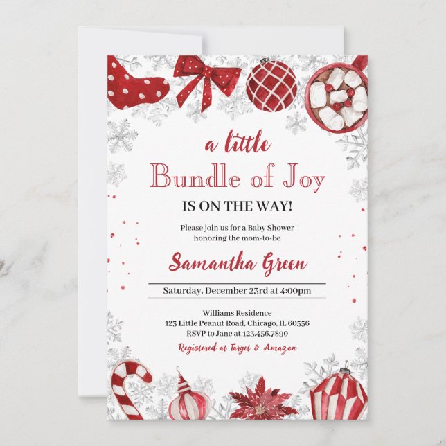 En liten bunt av Joy Jul Baby Shower Inbjudningar (Framsida)