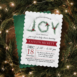 En liten bunt av joy-julstötfångare inbjudningar