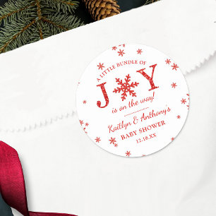 En liten bunt av joy-julstötfångare runt klistermärke