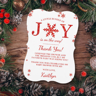 En liten bunt av joy-julstötfångare tack kort