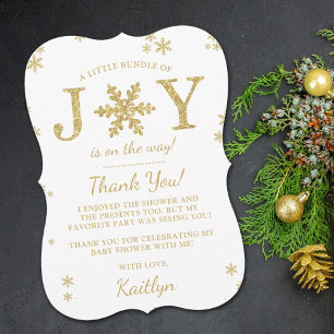En liten bunt av joy-julstötfångare tack kort