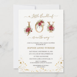 En liten bunt av Joy Poinsettia Guld Baby Shower Inbjudningar
