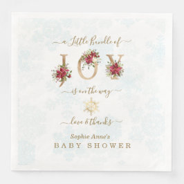 En liten bunt av Joy Poinsettia Guld Baby Shower Pappersservett