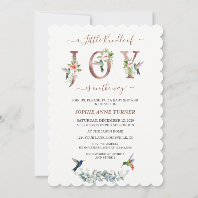 En liten bunt av Joy Rosa Hibiscus Baby Shower Inbjudningar (Framsida)