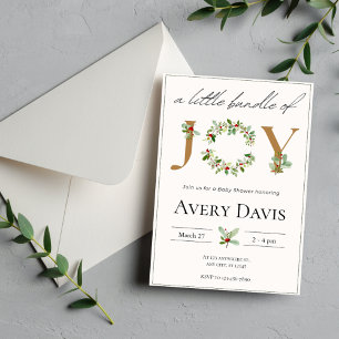 En liten bunt julklapp, babystövel inbjudningar