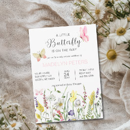 En liten Butterfly WildblomBaby Shower Inbjudningar