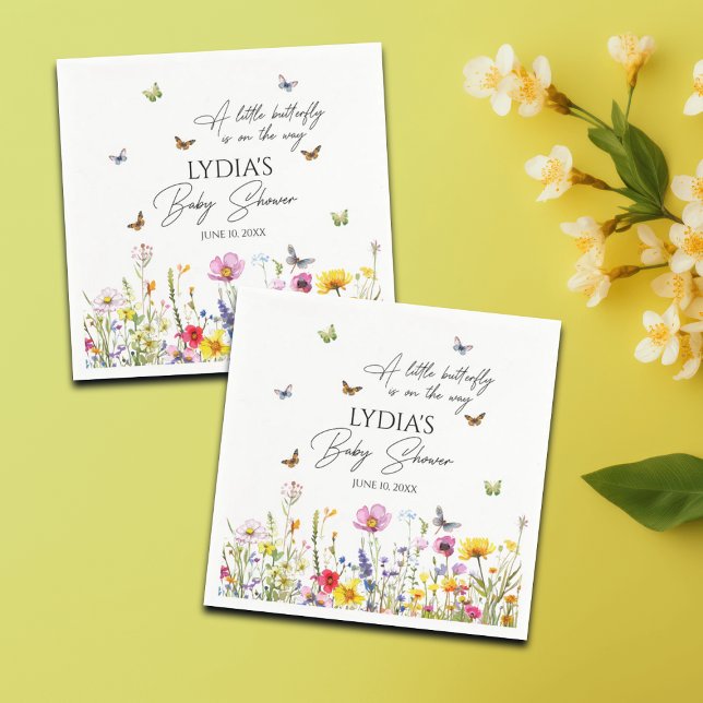 En liten Butterfly WildblommBaby Shower Pappersservett (Skapare uppladdad)