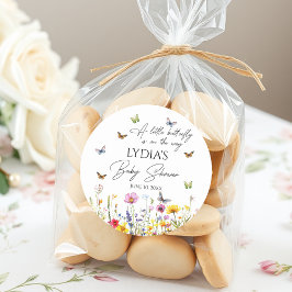 En liten Butterfly WildblommBaby Shower Runt Klistermärke