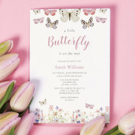 En liten Butterfly Wildblommor Garden Baby Shower Inbjudningar