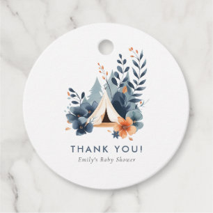 En liten Camper Forest Baby Shower Gåvor Etiketter