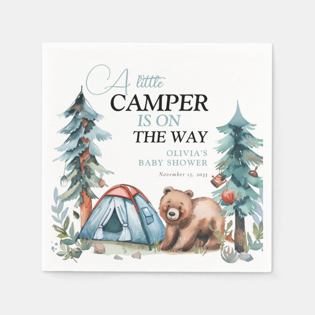 En liten Camper Forest Baby Shower Pappersservett (Framsidan)