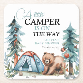 En liten Camper Forest Baby Shower Underlägg Papper Kvadrat