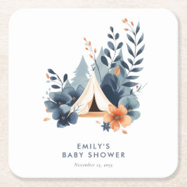 En liten Camper Forest Baby Shower Underlägg Papper Kvadrat
