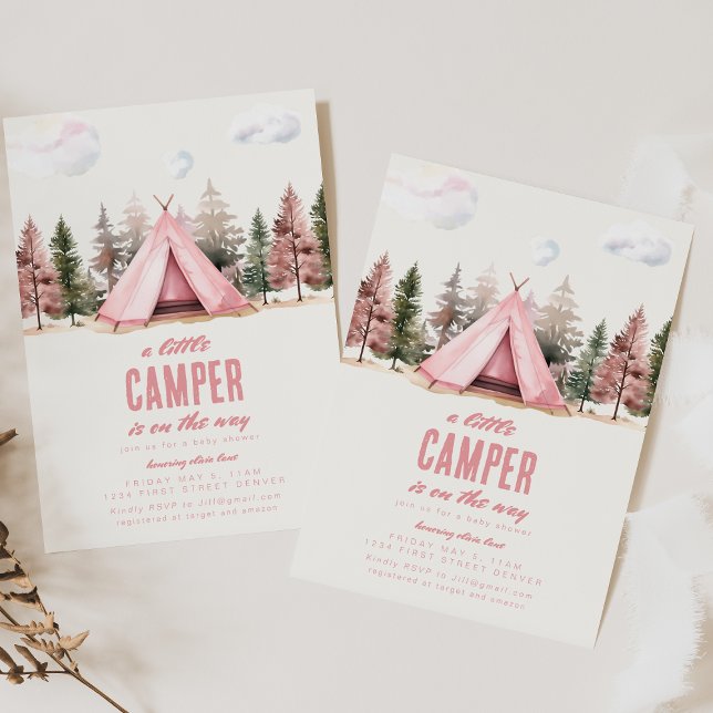 En liten Camper Hiking Camping Baby Shower Inbjudningar (Skapare uppladdad)