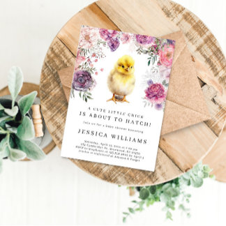 En liten Chick är på väg till Hatch Baby Shower Inbjudningar