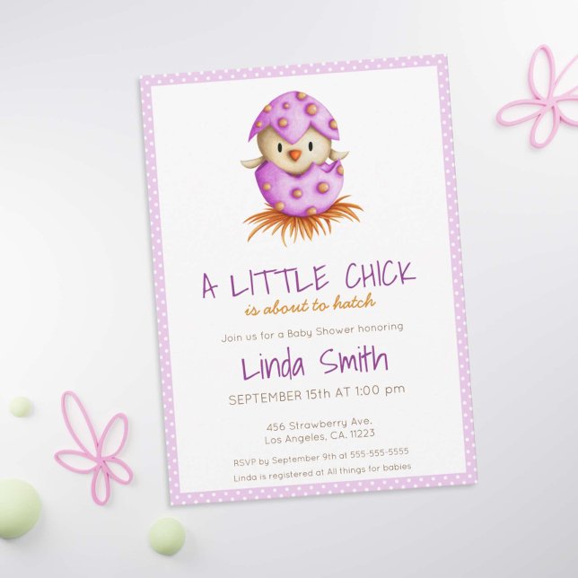 En liten Chick är på väg till Hatch Rosa Baby Bird Inbjudningar (Skapare uppladdad)
