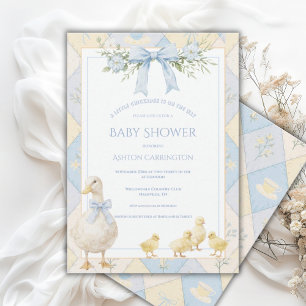 En liten Chickadee Blå Gul Söt Bebis Shower Inbjudningar