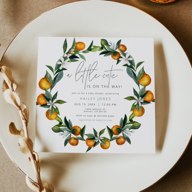 En liten citrusfrukt i citrusfrukter, babyskor av  inbjudningar (Skapare uppladdad)