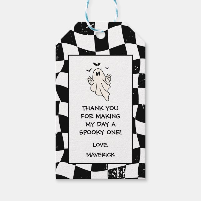 En liten Coola Boo Halloween 1:a födelsedagen Presentetikett (Framsidan)