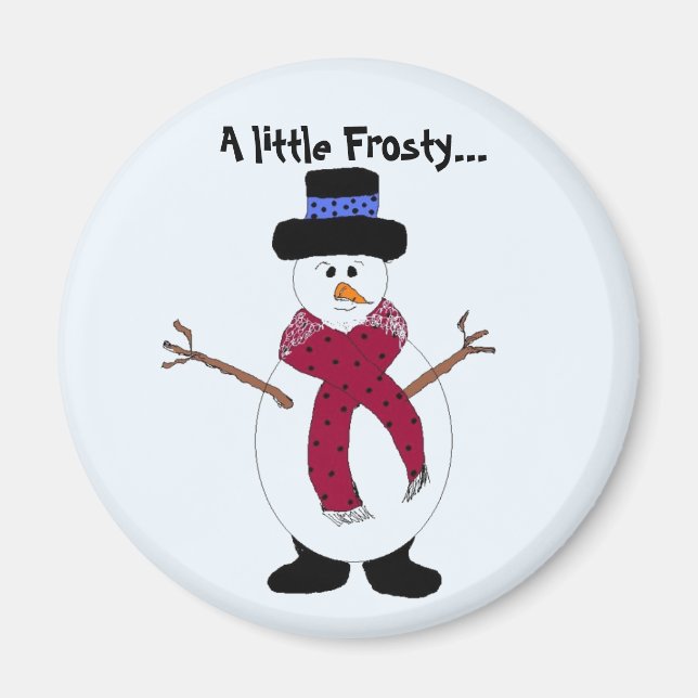 En liten Coola Snögubbe Magnet (Framsidan)