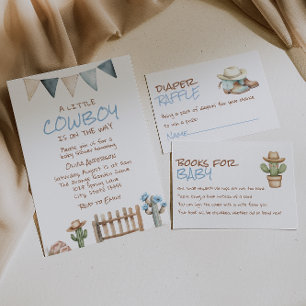En liten Cow Boy Rodeo Brown Väster Baby Shower Inbjudningar