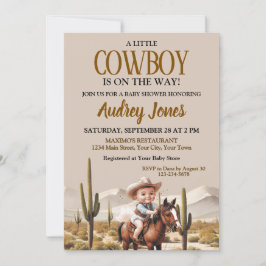 En liten cowboy är på väg Baby Shower Inbjudningar