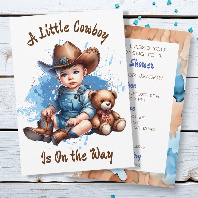 En liten Cowboy är på väg. | Baby Shower Inbjudningar (Skapare uppladdad)