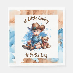 En liten Cowboy är på väg.   Baby Shower Pappersservett