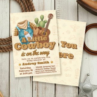 En liten cowboy är på väg inbjudningar