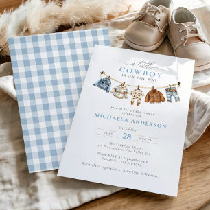 En liten cowboy är på väg Pojk Babyshower Inbjudningar