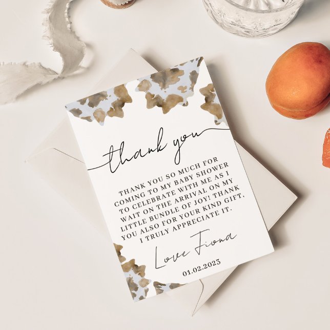 En liten Cowboy är på väg. Tack Kort (cowboy themed thank you card for western baby shower)