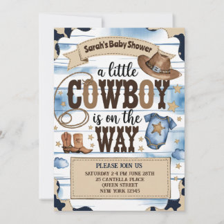 En liten Cowboy är på vägen med babyskabruk Inbjudningar