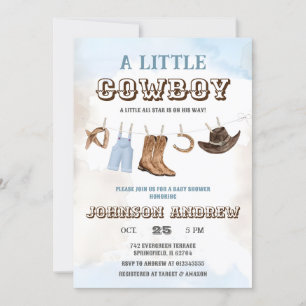 En liten Cowboy är på vägen med babyskabruk Inbjudningar