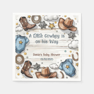 En liten cowboy är på vägen till babyskusen pappersservett