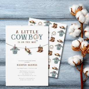 En liten Cowboy är på Way Boy Baby Shower Inbjudningar