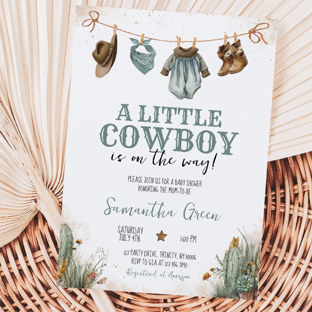 En liten cowboy-bebis firande inbjudningar (Skapare uppladdad)