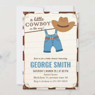 En liten cowboy-bebis shower-fest inbjudningar
